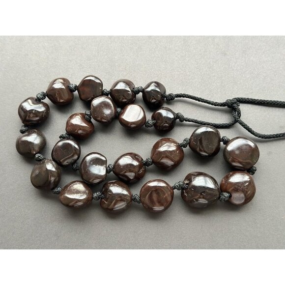 Beaded Necklace set Of 2 - brown Kukui nut Hawaiian, Multicolor Plastic Disks - Picture 9 of 9